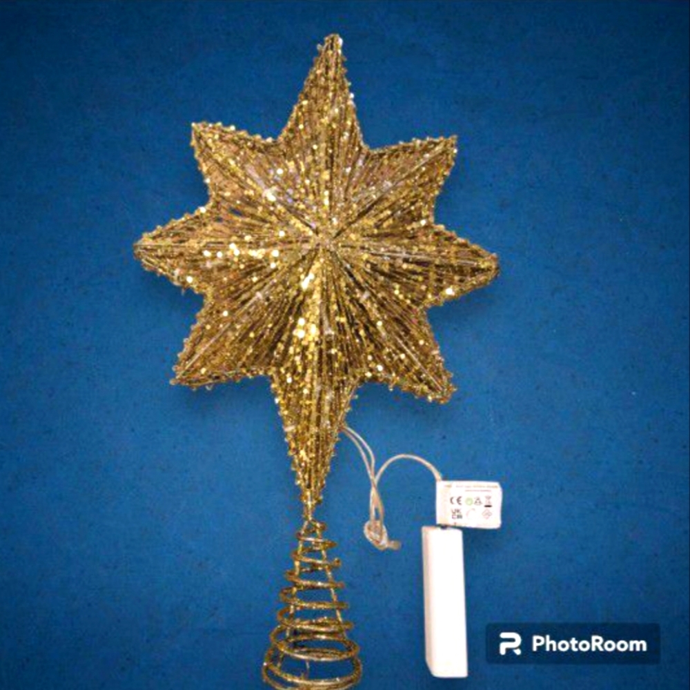 15" Gold/Glitter Christmas Star